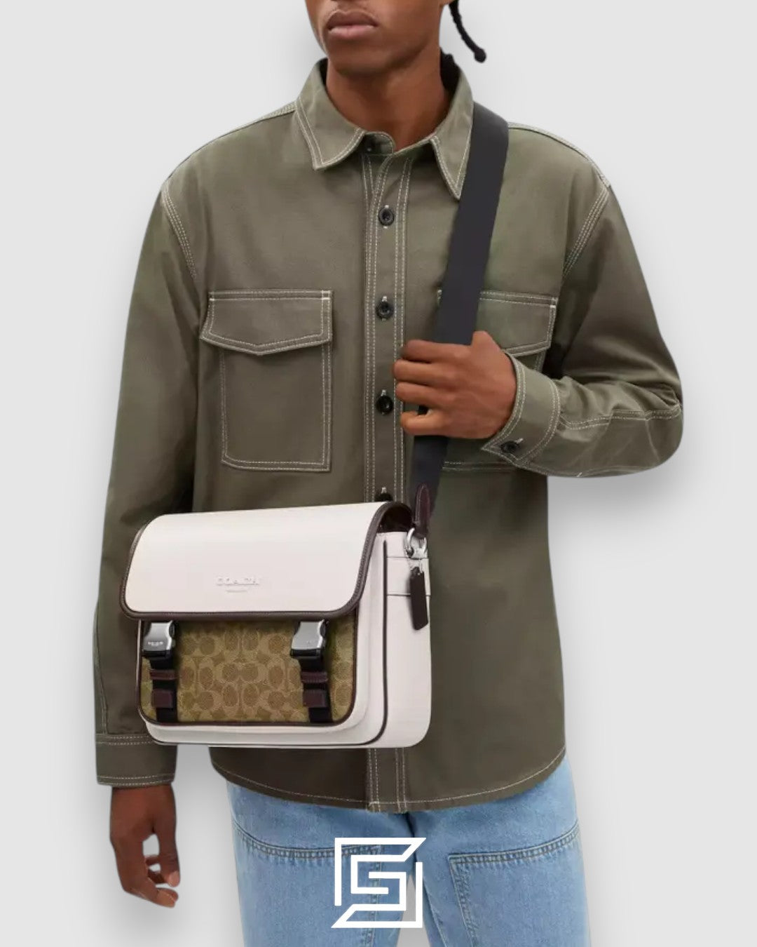 حقيبة Coach Racer Messenger بتصميم كتل الألوان وقماش سيغنتشر، رقم التصميم CT753