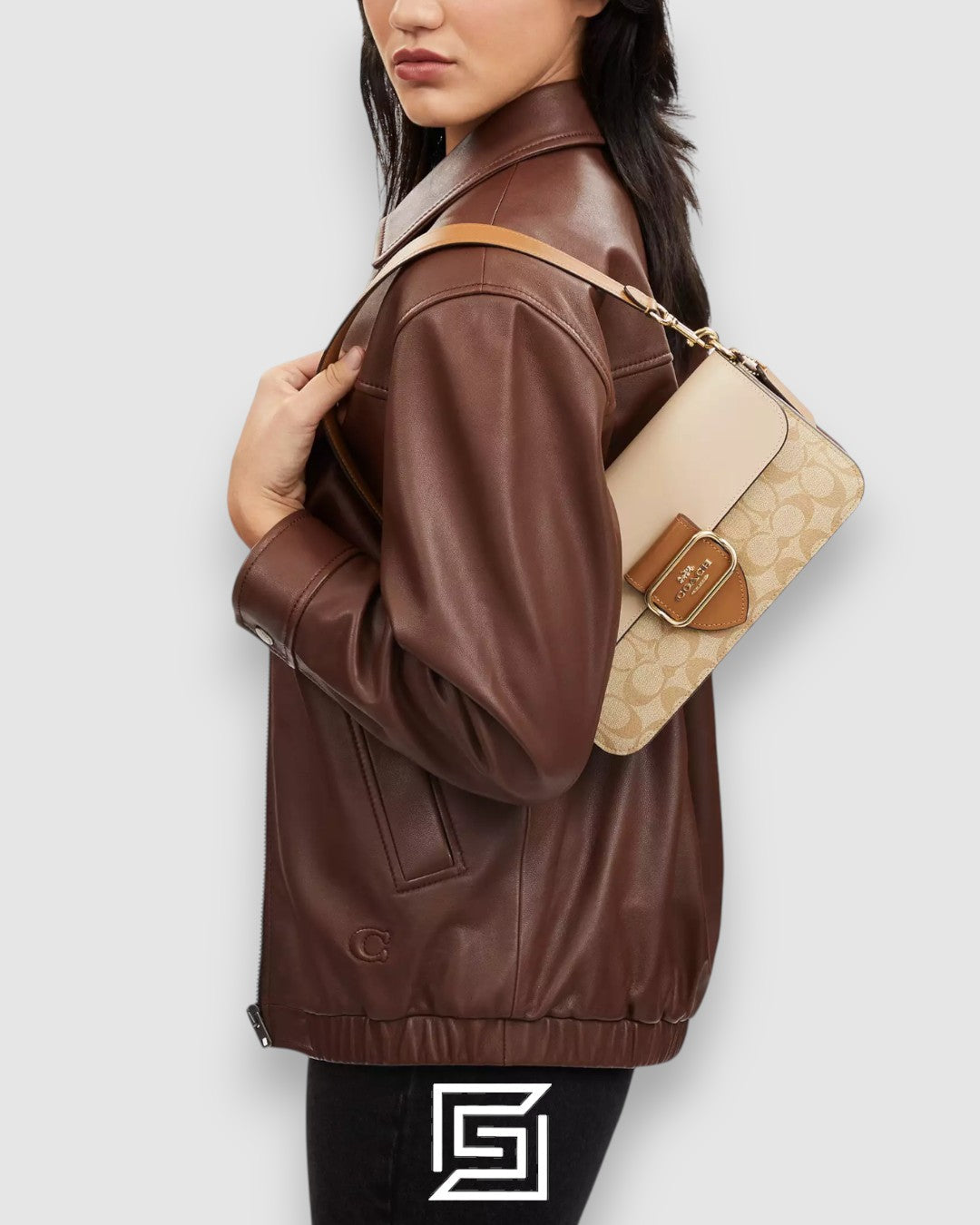 Coach Morgan Shoulder Bag in Blocked Signature Canvas and Refined Calf Leather – CR332-1