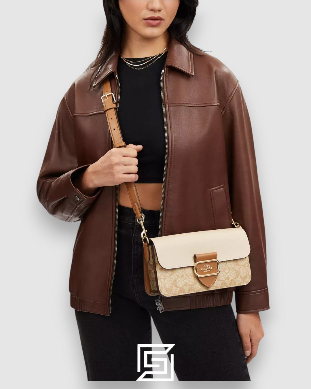 Coach Morgan Shoulder Bag in Blocked Signature Canvas and Refined Calf Leather – CR332-1