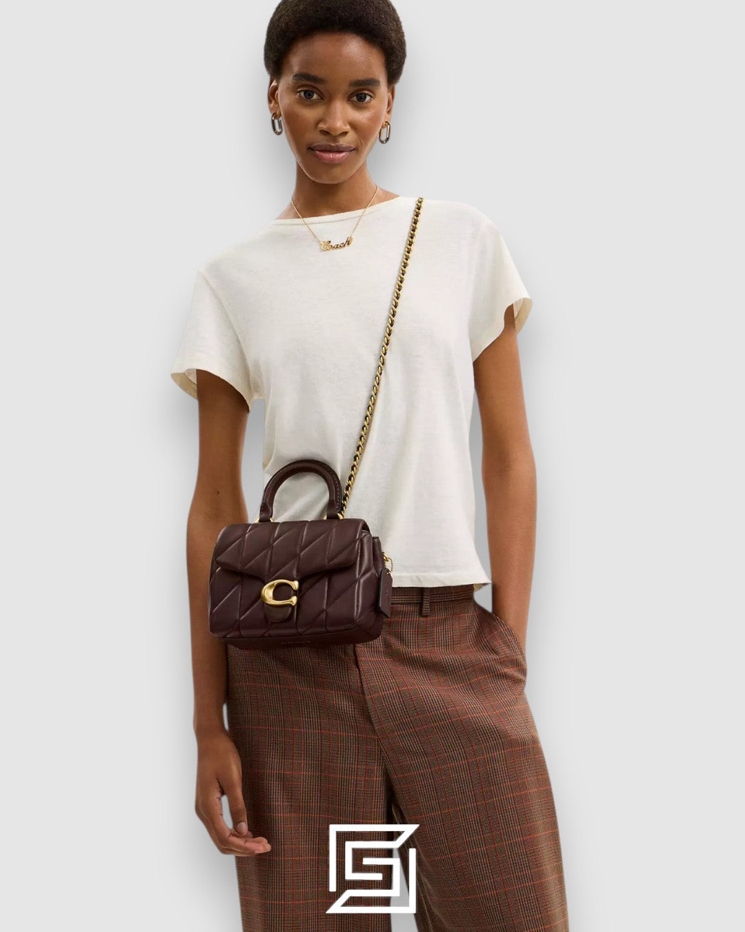 Tabby Top Handle Bag With Quilting Brown CCC12