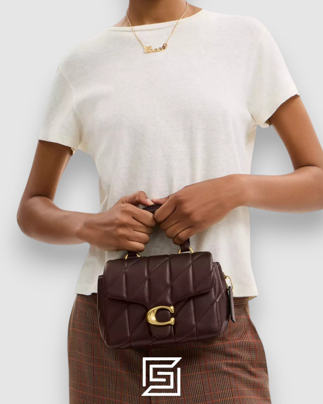 Tabby Top Handle Bag With Quilting Brown CCC12