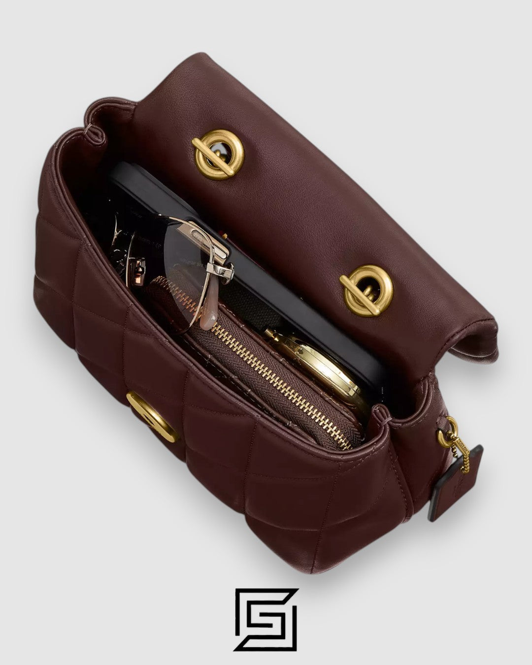 Tabby Top Handle Bag With Quilting Brown CCC12