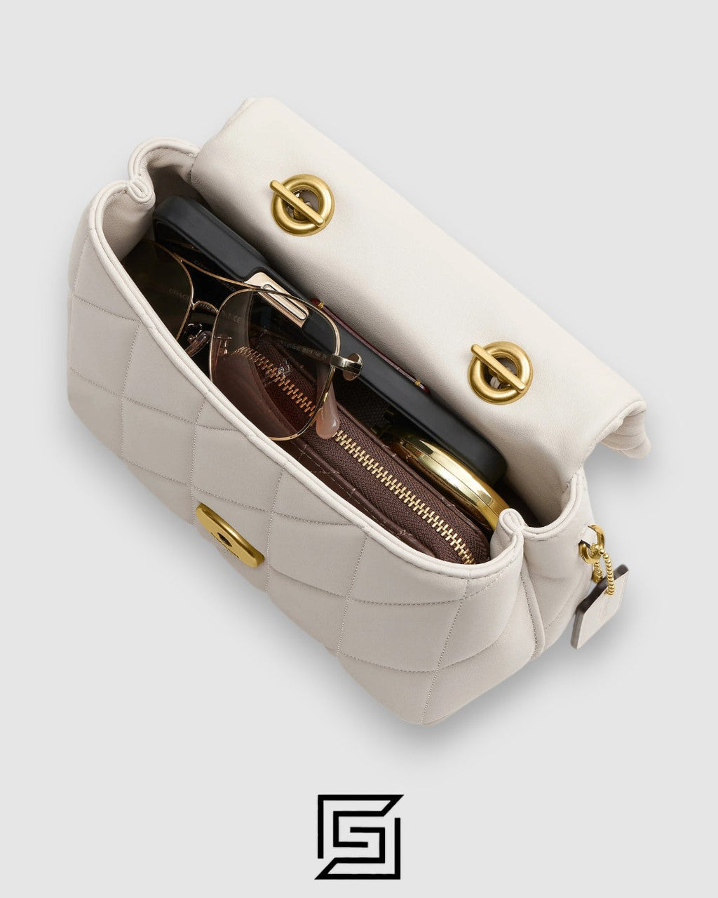 Tabby Top Handle Bag With Quilting White CCC12