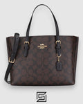 Mollie Tote Bag In Signature Canvas Dark Brown Black Hand 1665