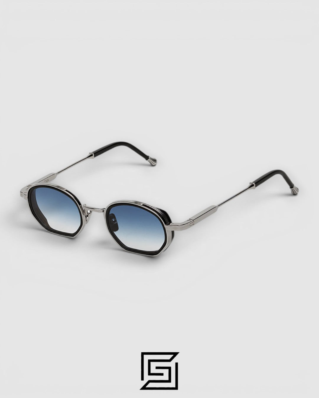 John Dalia MATT Black - Grey Silver-Lens-Blue Sunglasses - silver-lens-blue