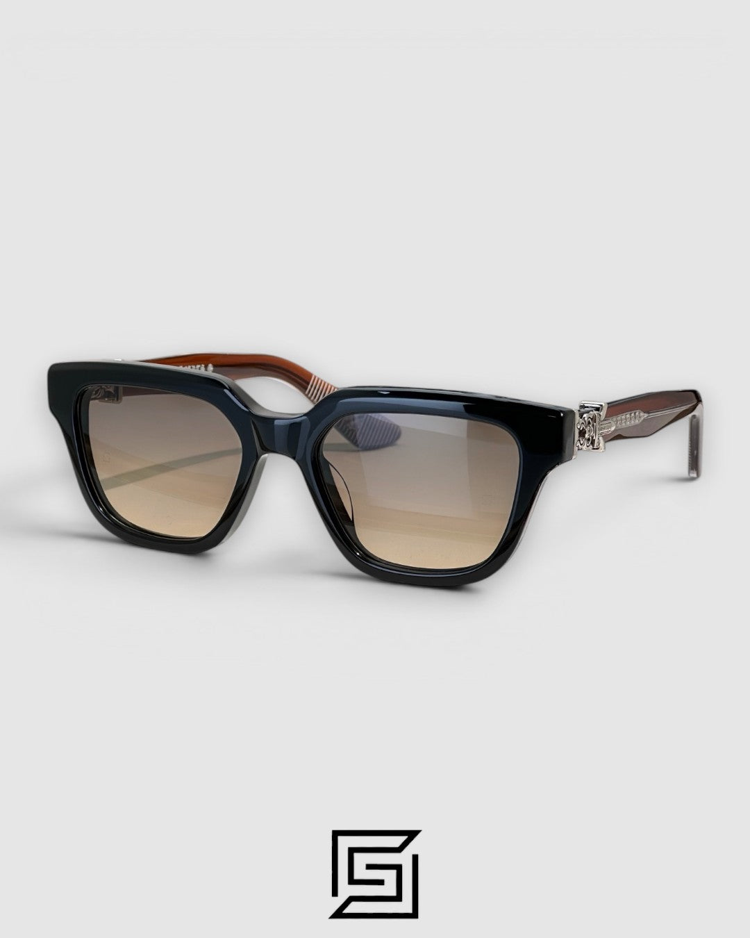 Chrome Heart VAGILLIONIRE 2 Black Frame Zeiss Honey Lenses Sunglasses - Maroon