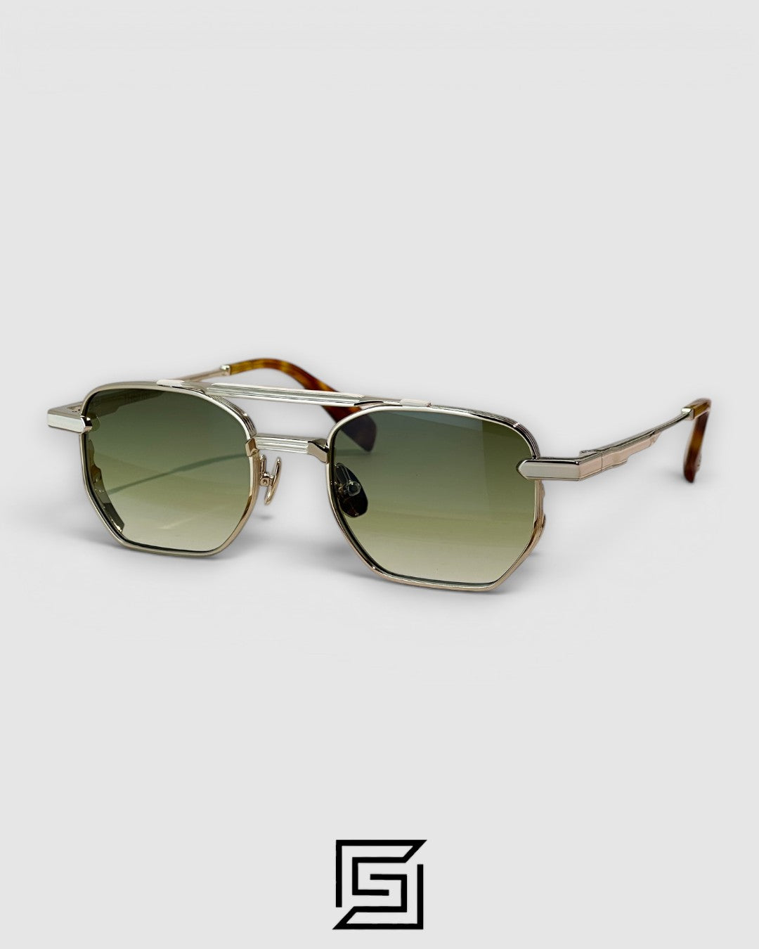 LUSSO Gun Mustard Frame Light Green Lenses - فضي_أخضر
