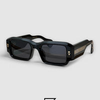 ROSSI Black Frame Blue Lenses Gold Arm - BLACK-BLACK GOLD