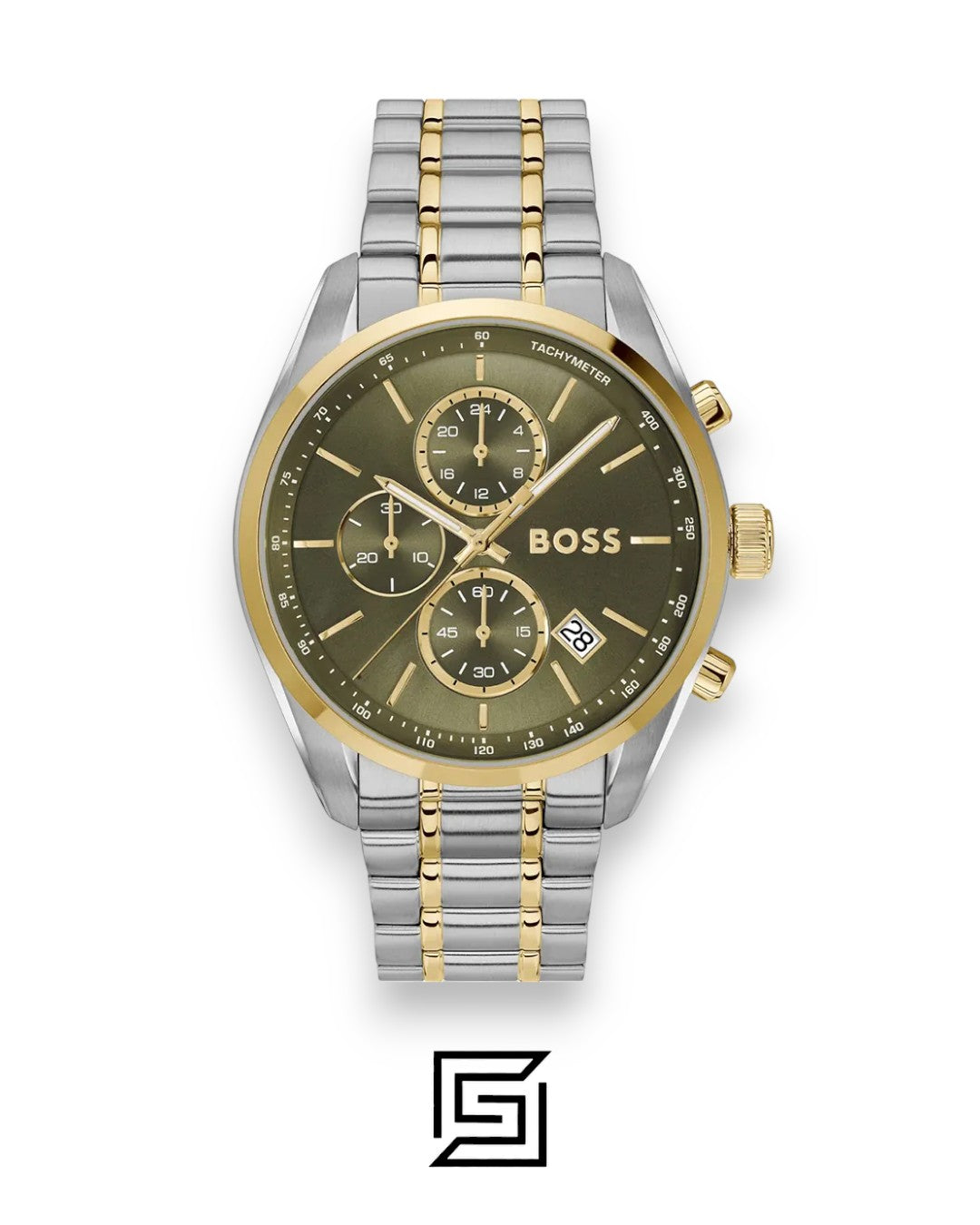 Boss 1514227 Green Dial Two-Tone Chronograph Watch