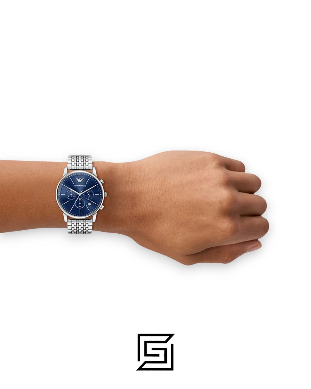 Emporio Armani AR1648 Men's Silver Stainless Steel Blue Dial Watch