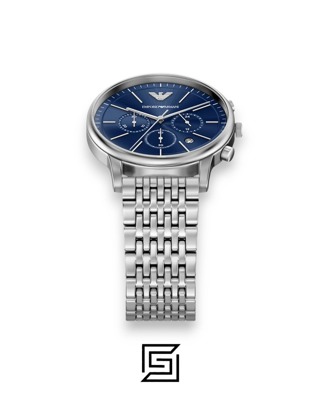 Emporio Armani AR1648 Men's Silver Stainless Steel Blue Dial Watch