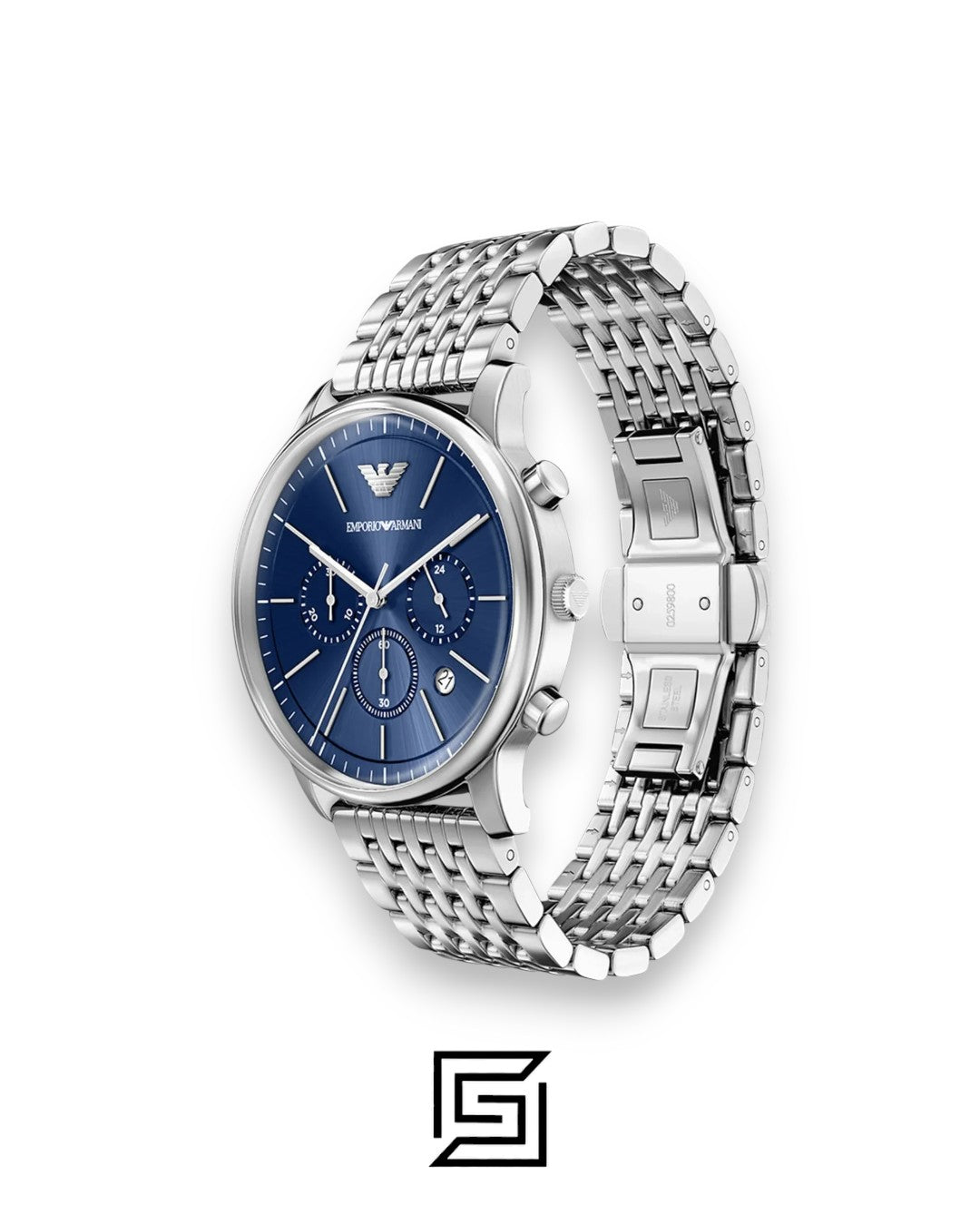 Emporio Armani AR1648 Men's Silver Stainless Steel Blue Dial Watch