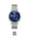 Emporio Armani AR1648 Men's Silver Stainless Steel Blue Dial Watch