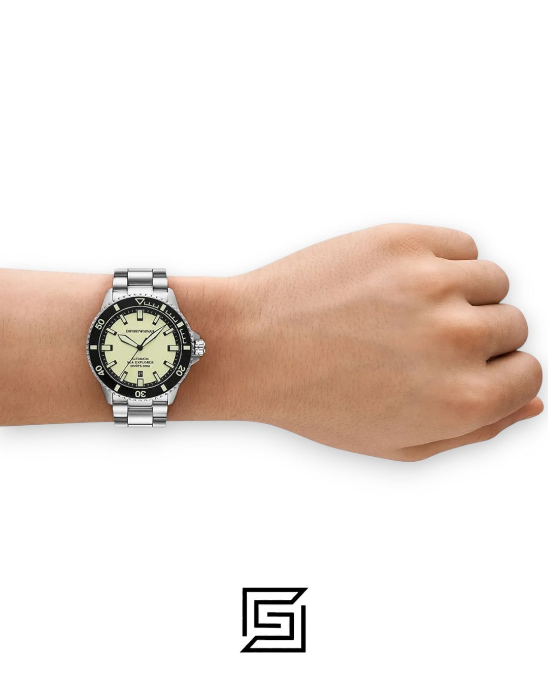 Emporio Armani AR60083 Sea Explorer Automatic Cream Dial Men's Watch