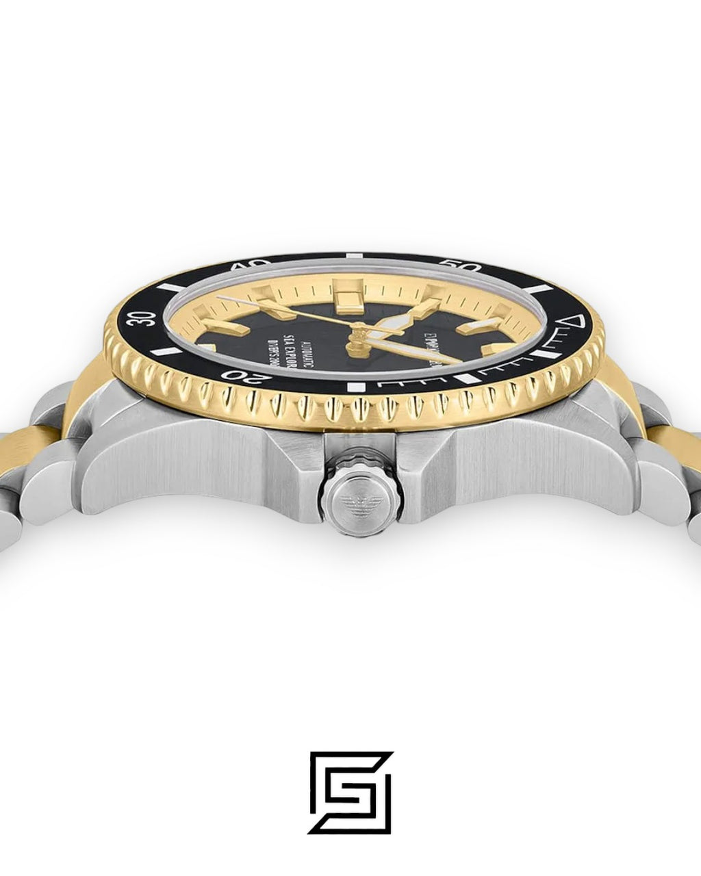 Emporio Armani AR60089 Two-Tone Automatic Dive Watch with Black Dial