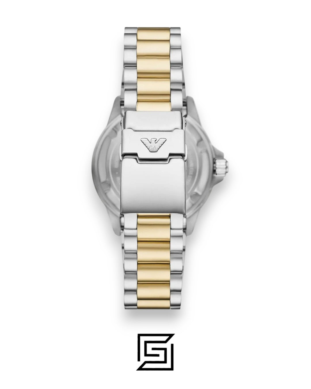 Emporio Armani AR60089 Two-Tone Automatic Dive Watch with Black Dial