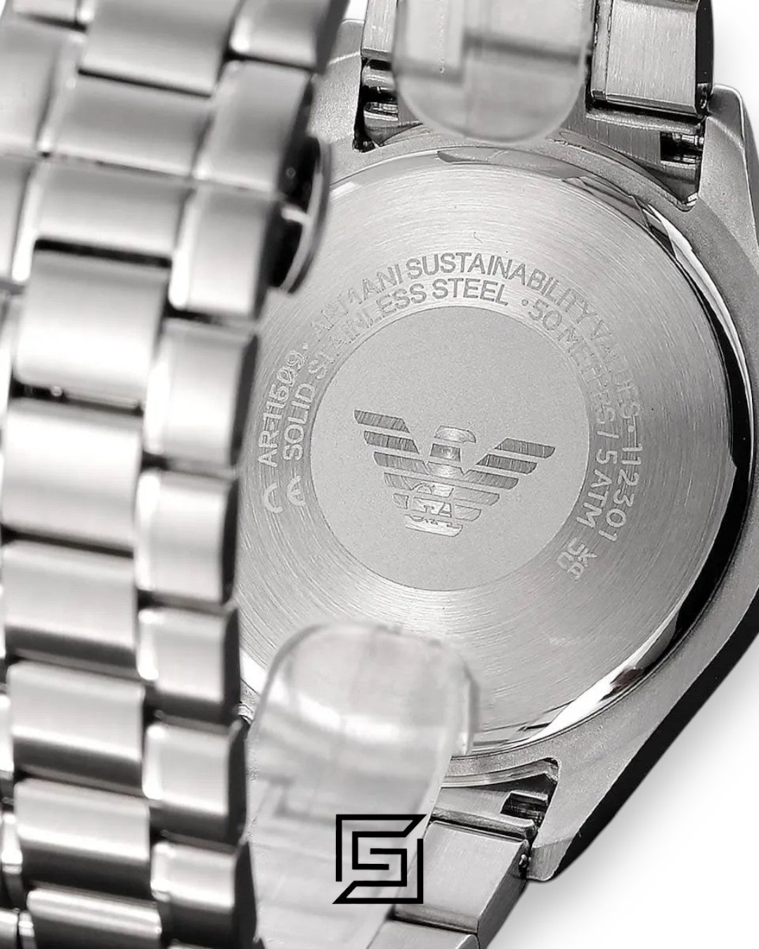 Emporio Armani AR11602 Men's Silver Stainless Steel Chronograph Watch with Black Dial