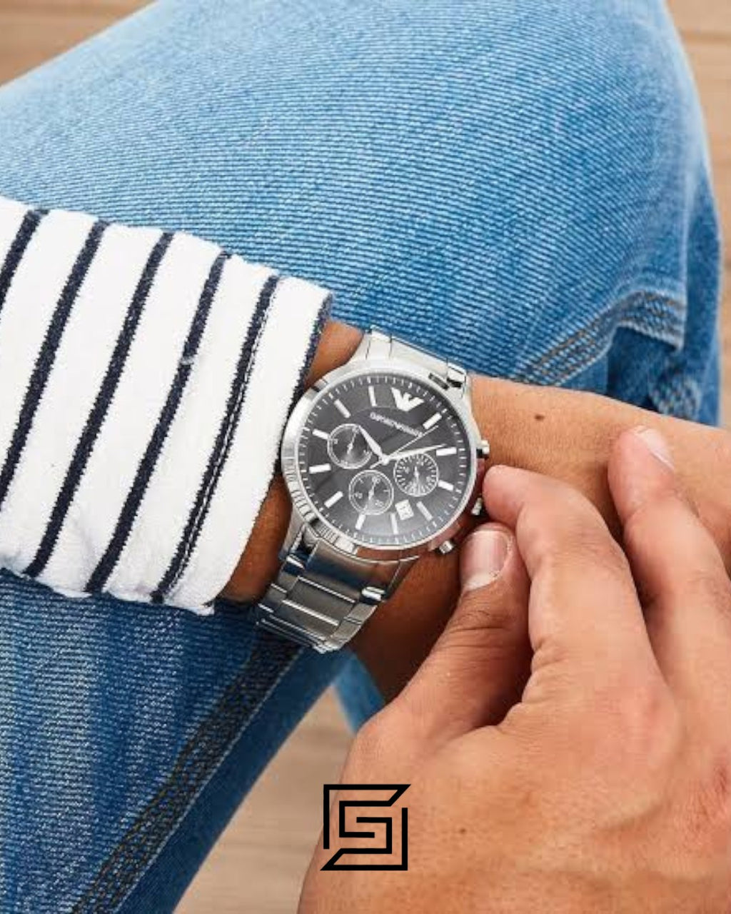 Emporio Armani AR2434 Men's Stainless Steel Watch with Black Dial