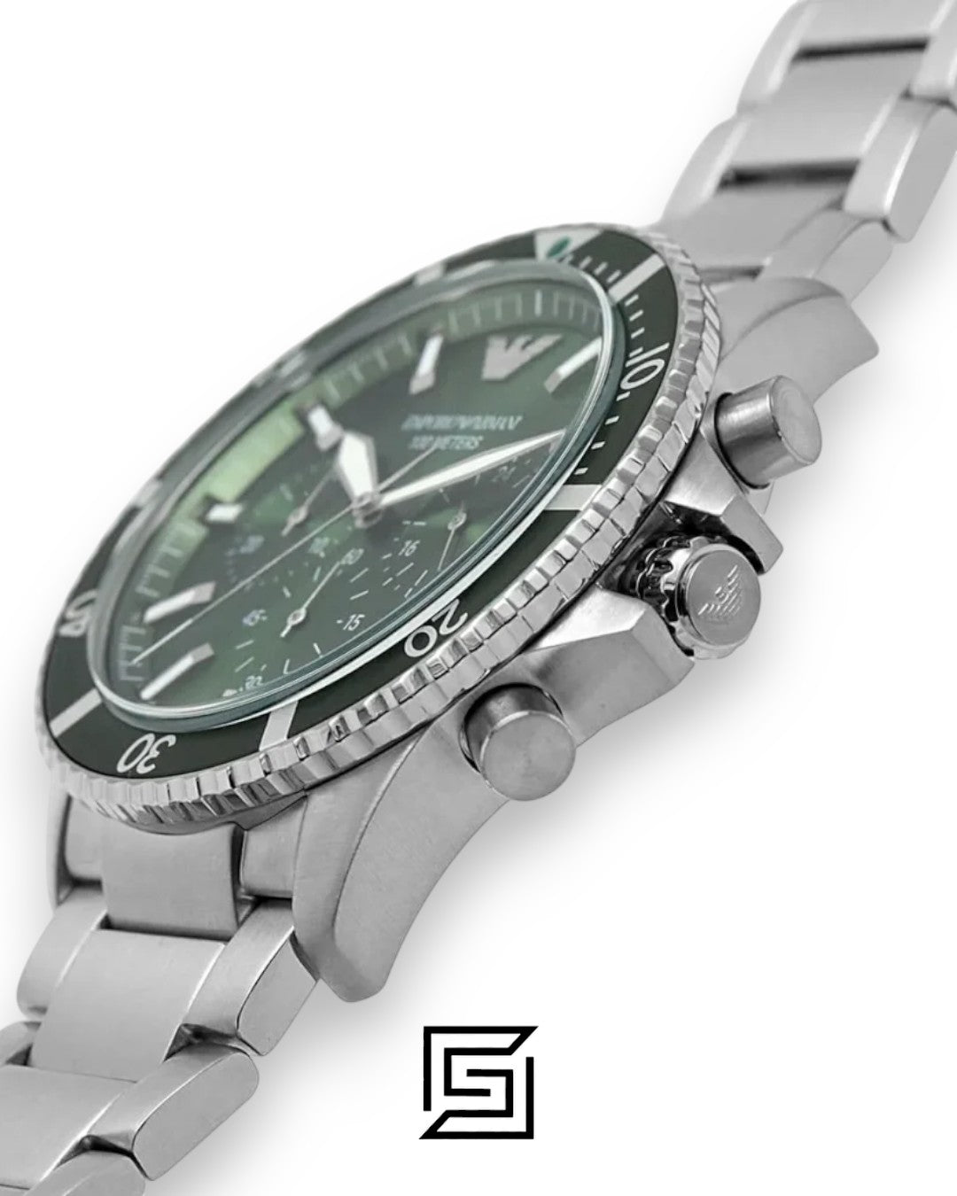 ساعة يد رجالية بعقارب بمينا أخضر AR11500