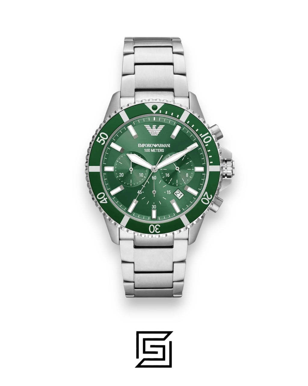 ساعة يد رجالية بعقارب بمينا أخضر AR11500