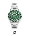 ساعة يد رجالية بعقارب بمينا أخضر AR11500