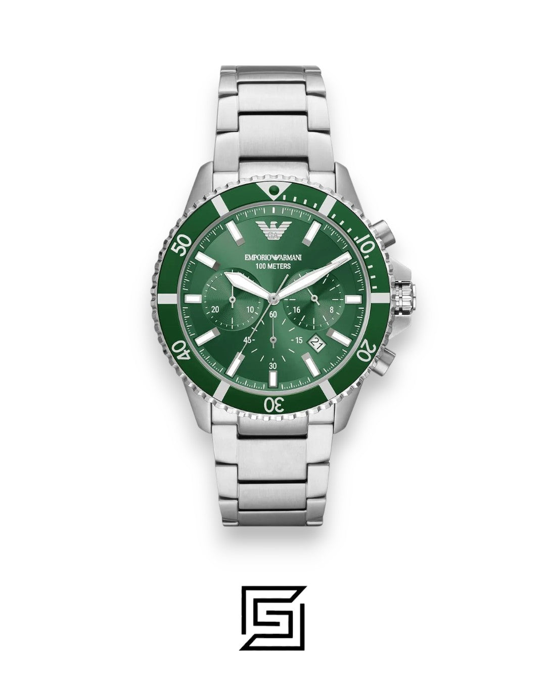 ساعة يد رجالية بعقارب بمينا أخضر AR11500