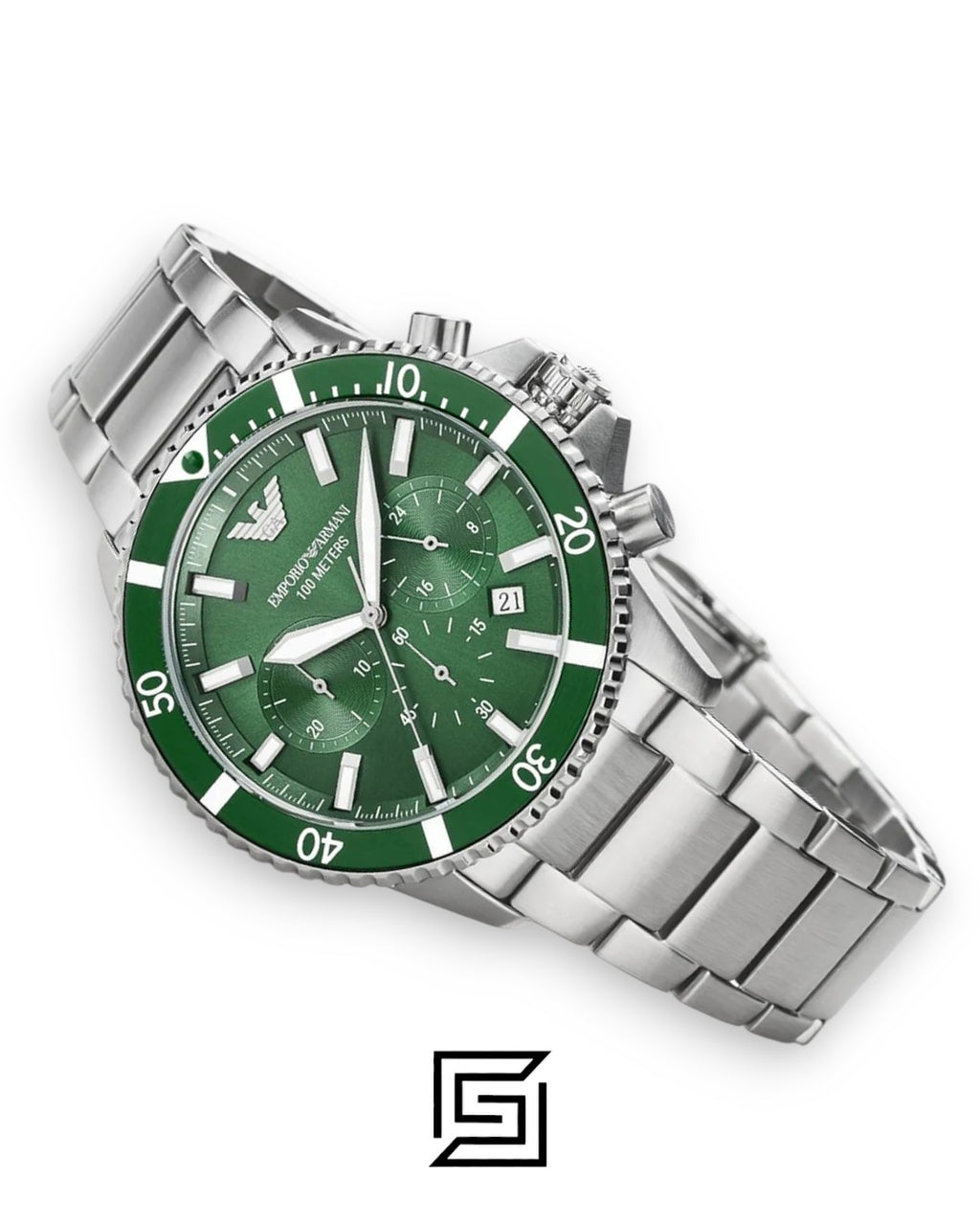 ساعة يد رجالية بعقارب بمينا أخضر AR11500