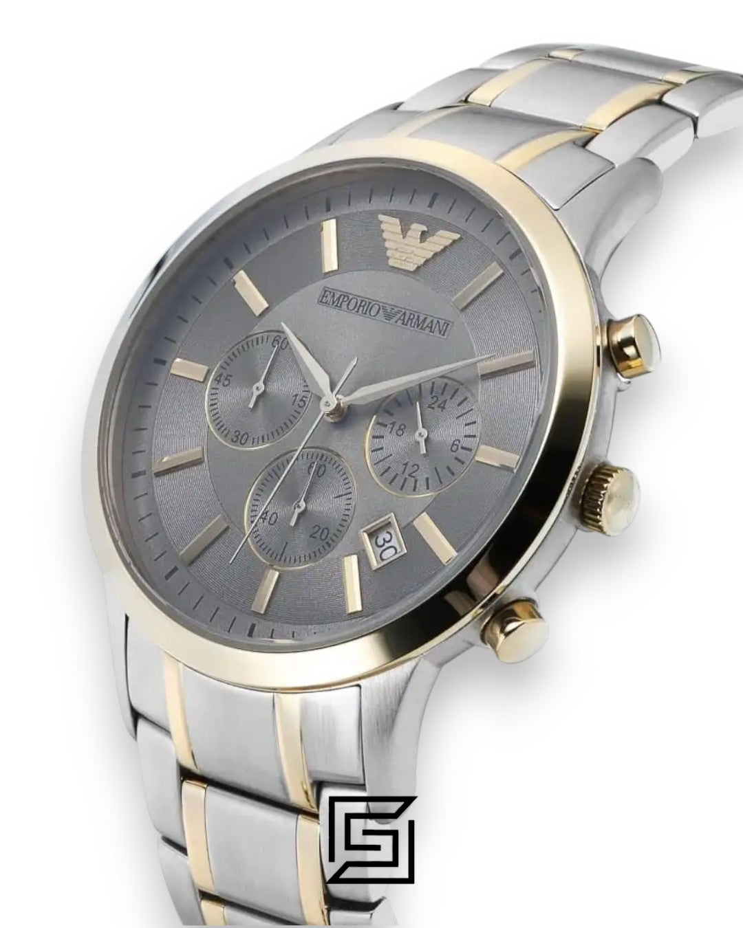 Emporio Armani AR11076 Men's Silver Dial Two-Tone Watch