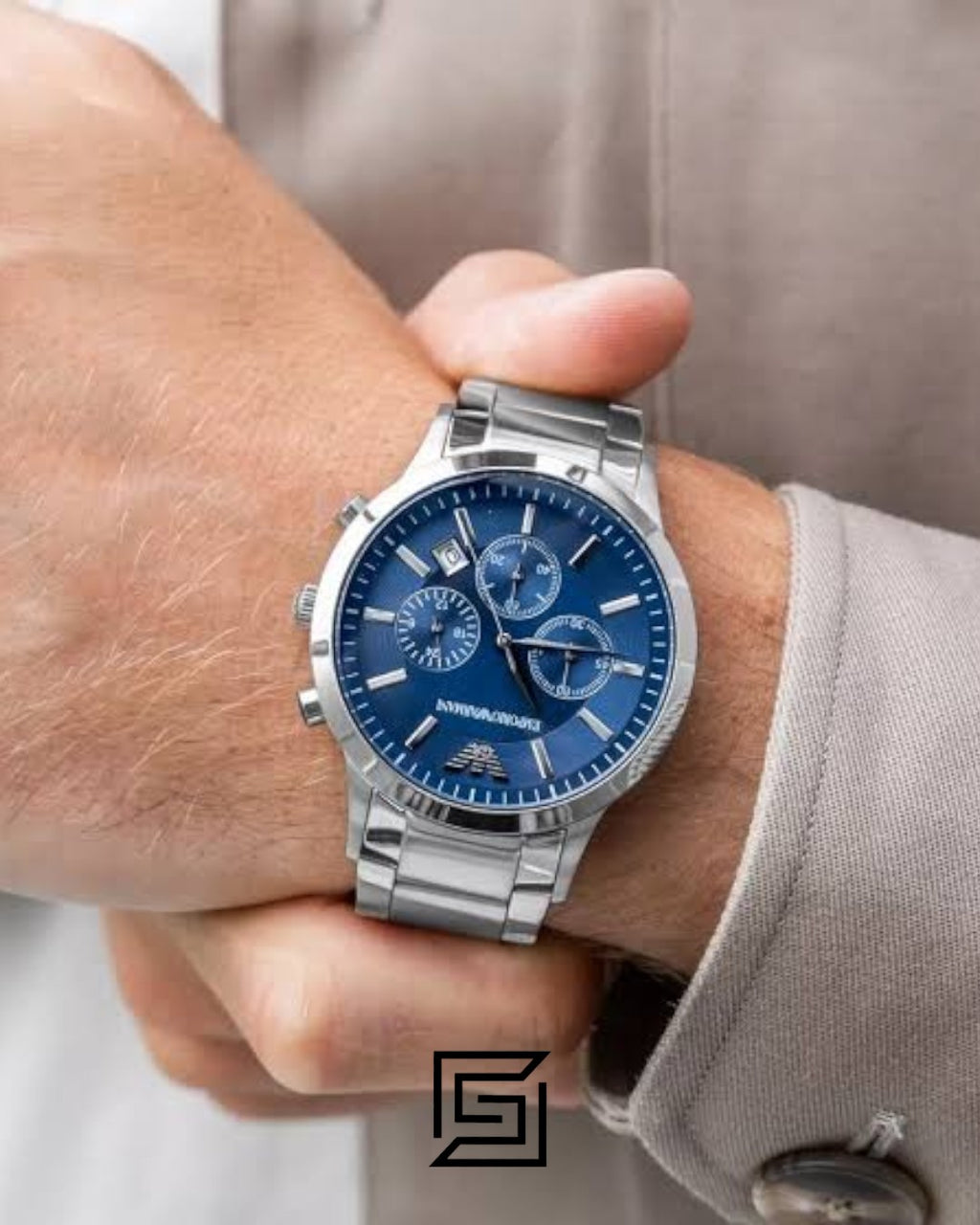 Emporio Armani AR2448 Men's Stainless Steel Blue Dial Watch