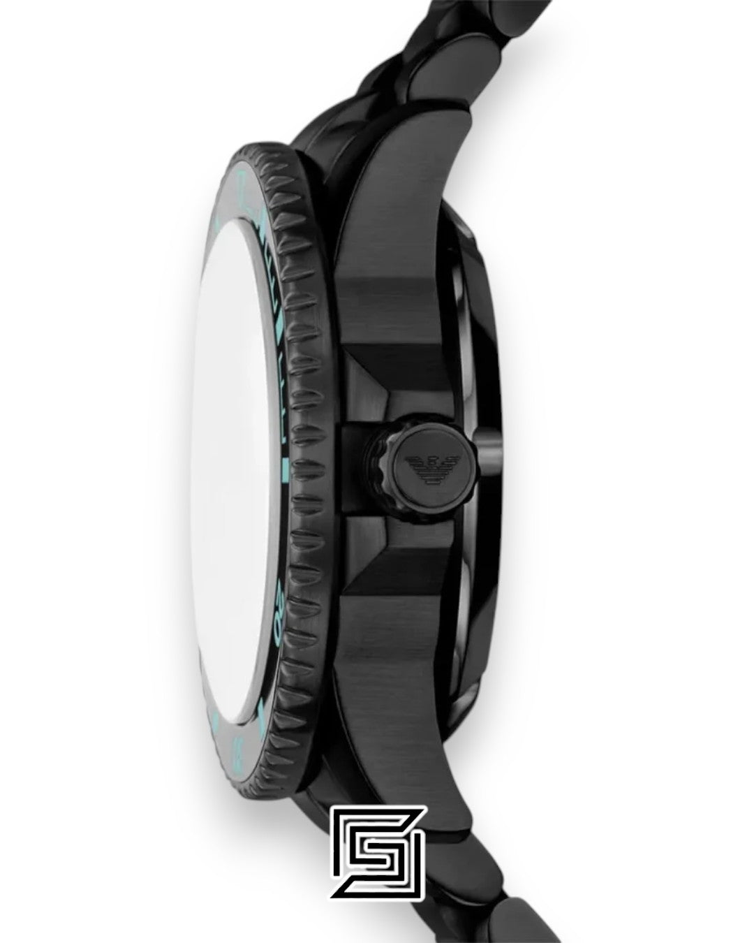 Emporio Armani AR60084 Black Stainless Steel Automatic Blue Dial Dive Watch 43mm