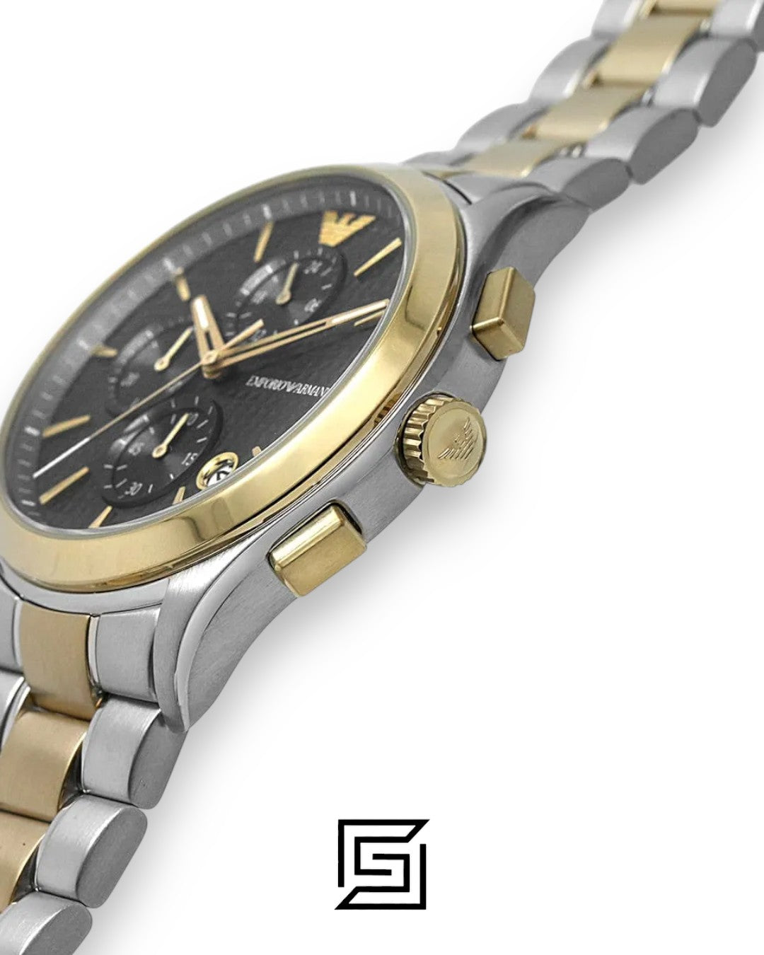 Armani AR11527 Men's Two-Tone Stainless Steel Chronograph Watch with Grey Dial