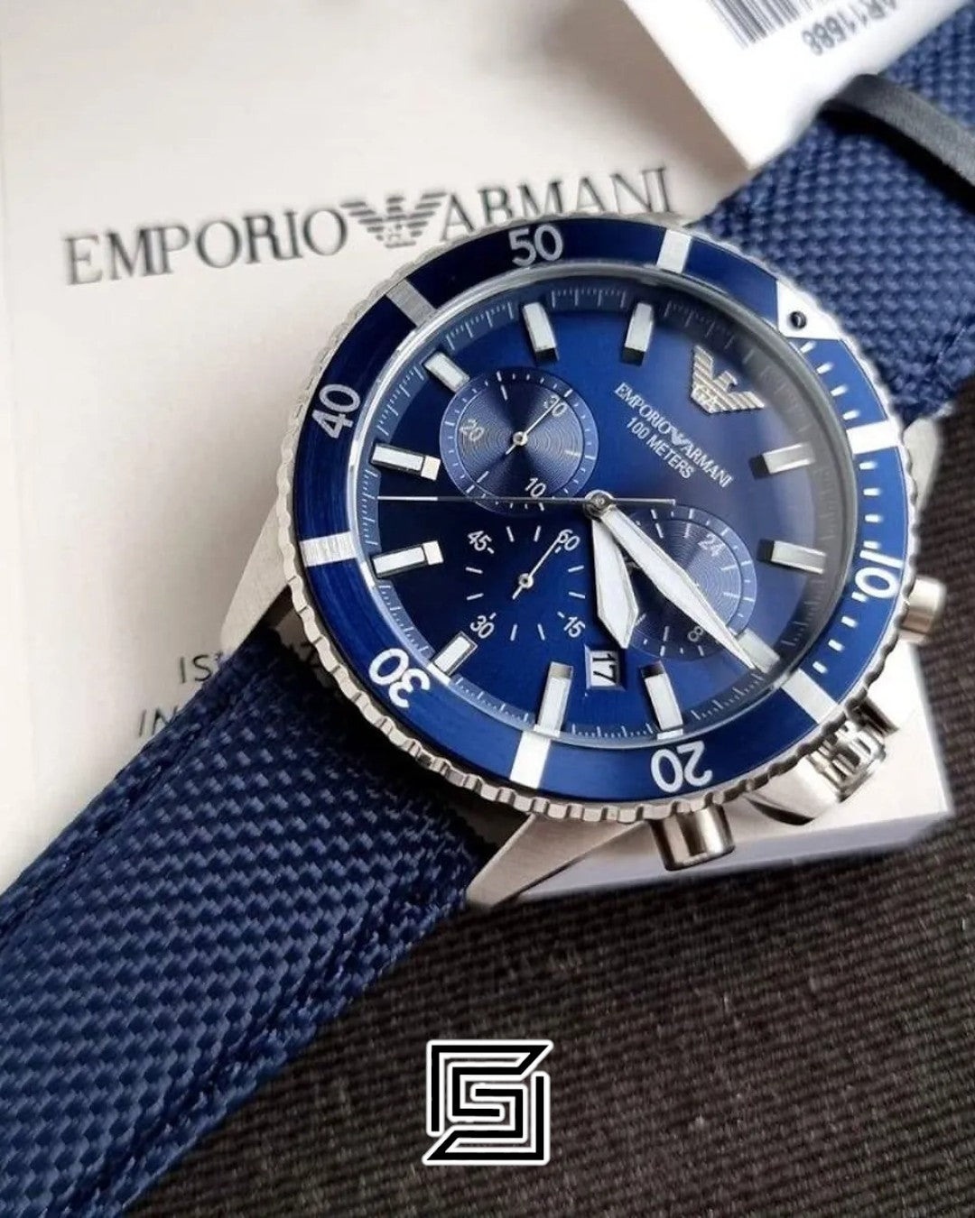 Emporio Armani AR11588 Blue Dial Men's Stainless Steel Watch