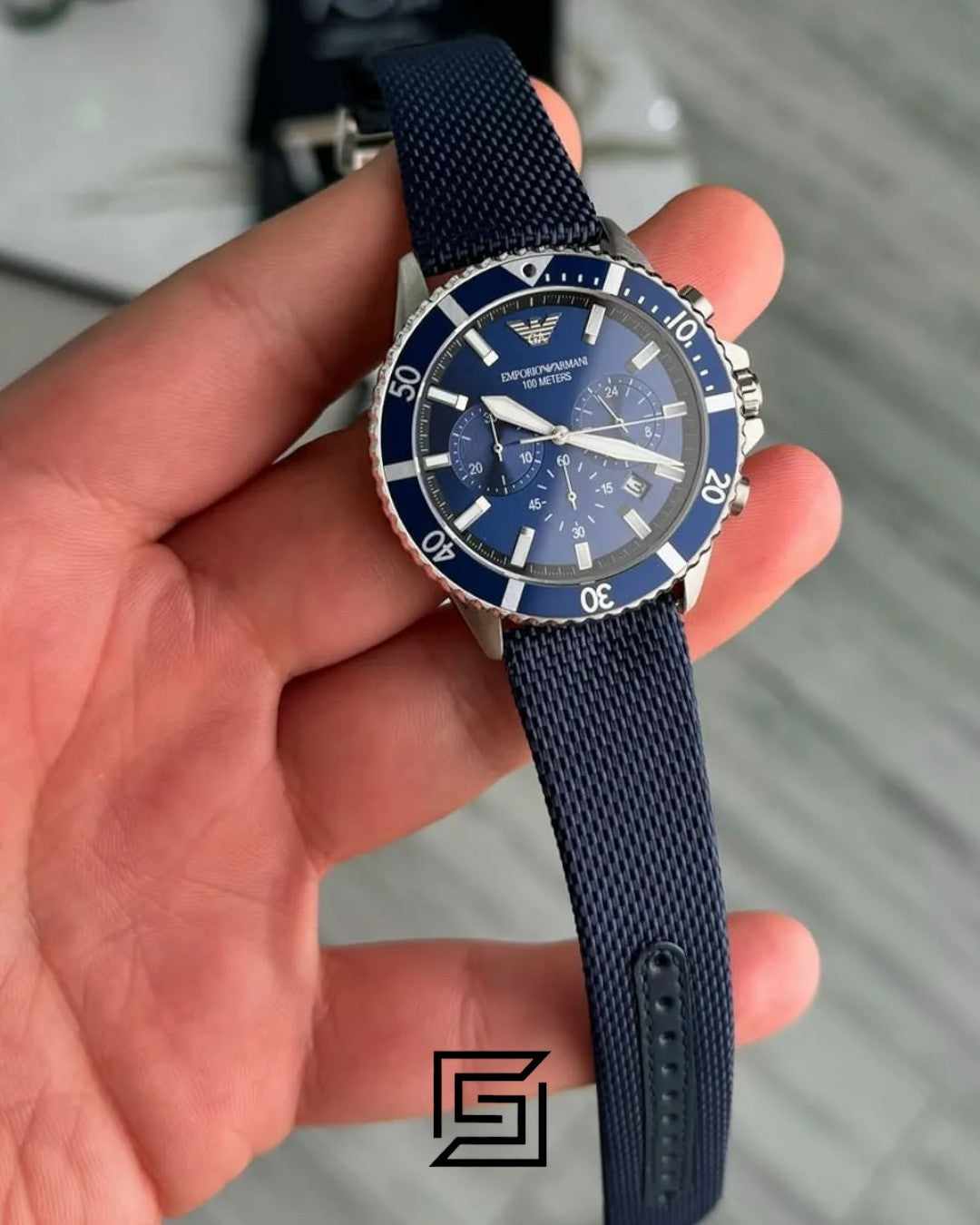 Emporio Armani AR11588 Blue Dial Men's Stainless Steel Watch