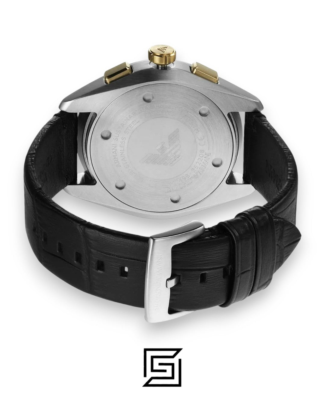 Armani AR11498 Chronograph Silver Dial Gold Bezel Men's Watch