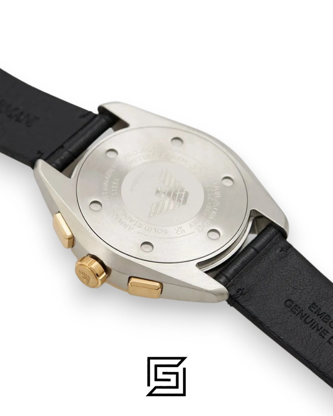 Armani AR11498 Chronograph Silver Dial Gold Bezel Men's Watch