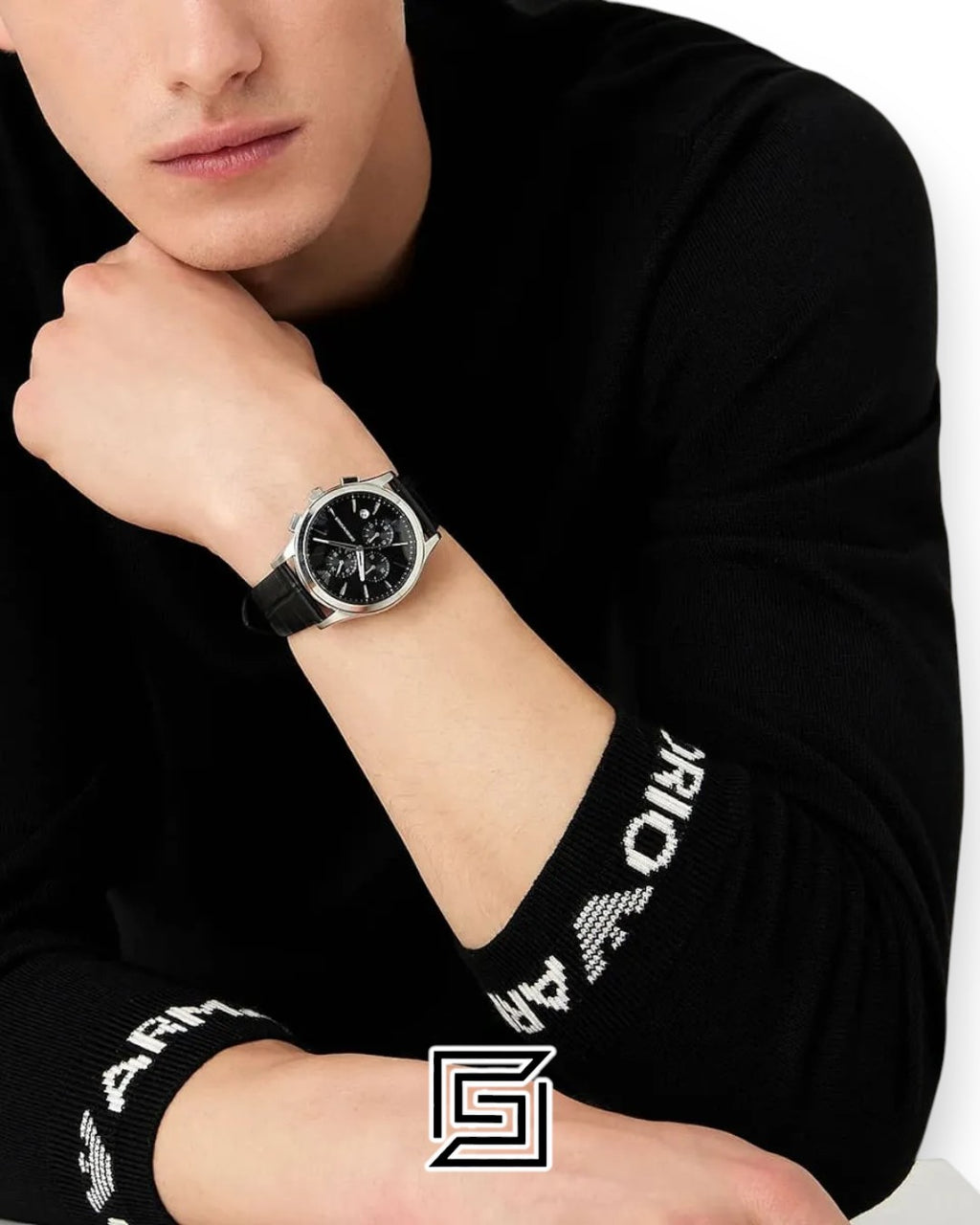 Armani AR11530 Men's Chronograph Black Dial Watch 44mm