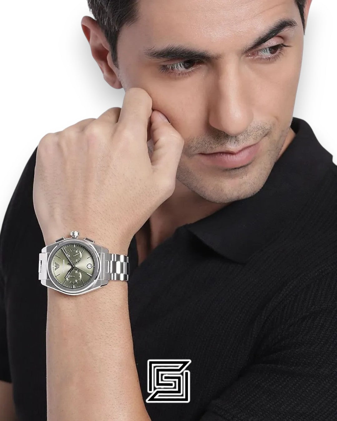 Emporio Armani AR11640 Men's Stainless Steel Green Chronograph Watch 43mm