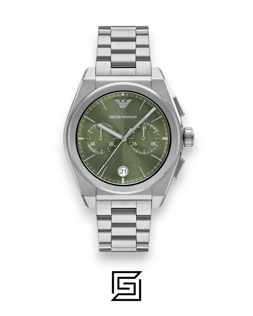 Emporio Armani AR11640 Men's Stainless Steel Green Chronograph Watch 43mm