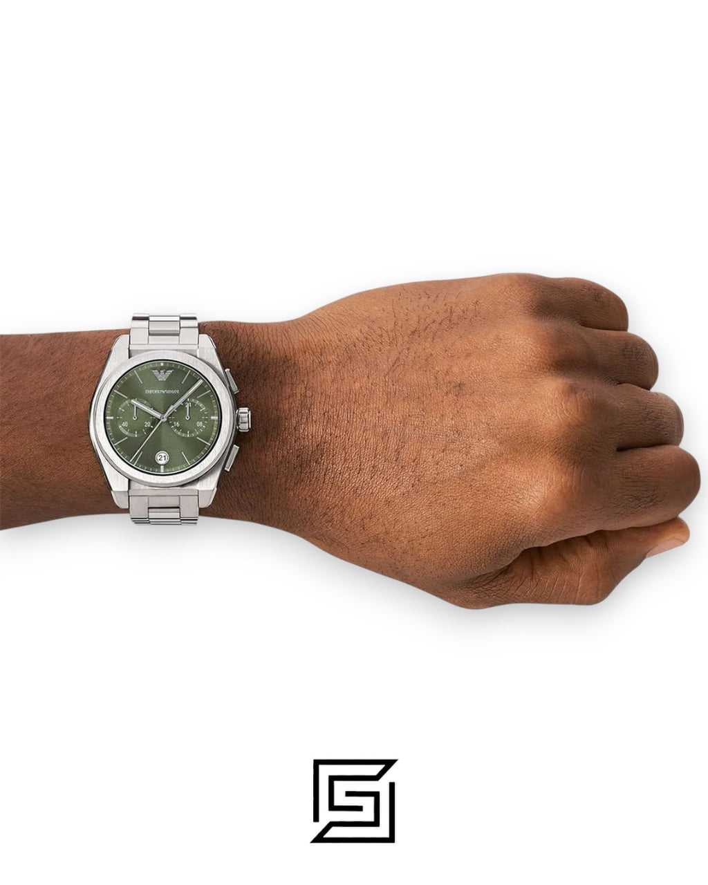 Emporio Armani AR11640 Men's Stainless Steel Green Chronograph Watch 43mm