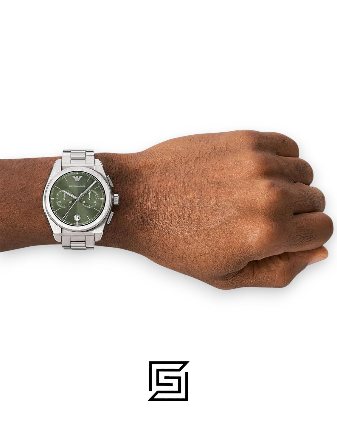 Emporio Armani AR11640 Men's Stainless Steel Green Chronograph Watch 43mm