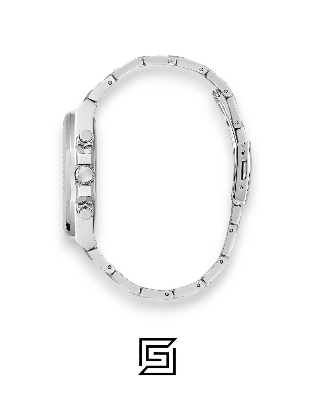 ساعة يد للرجال من Guess طراز GW0703G1 من الفولاذ المقاوم للصدأ باللون الفضي مع مينا سوداء