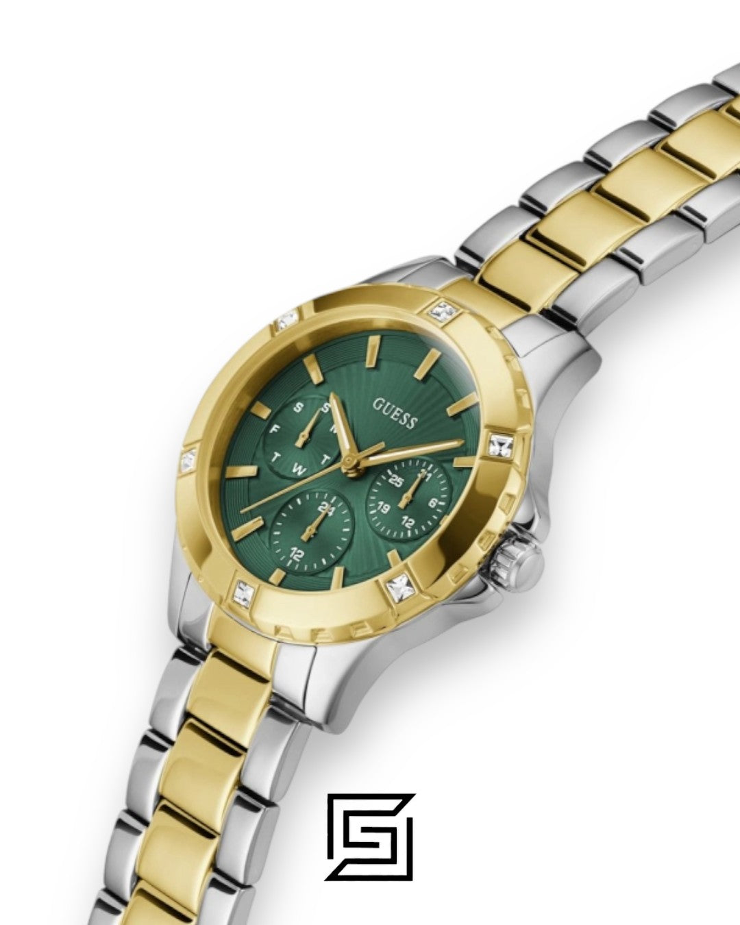 Guess GW0723L1 Two-Tone Gold and Silver Case 40mm Green Dial Women's Watch