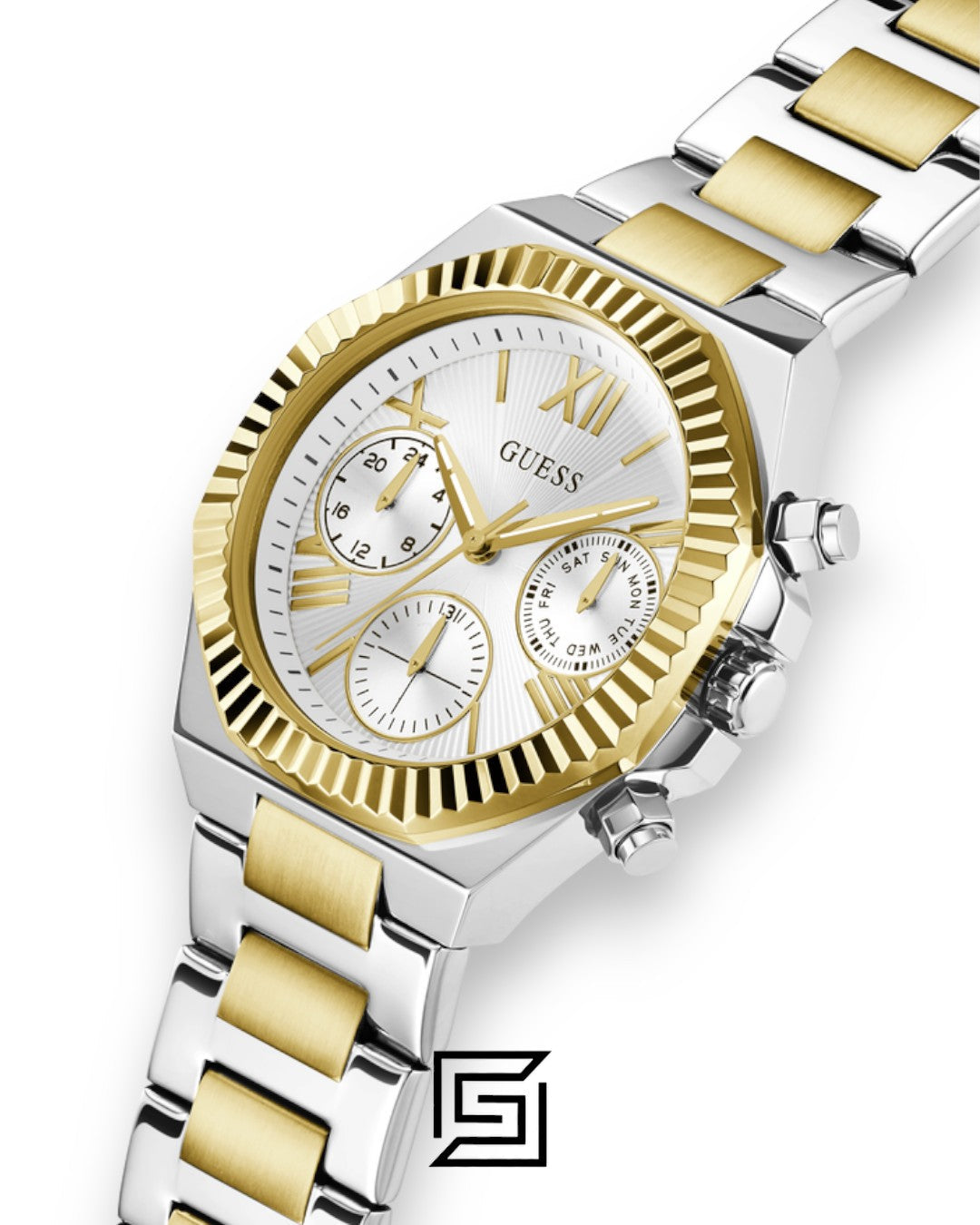 Guess GW0769L3 Silver Dial Two-Tone Watch