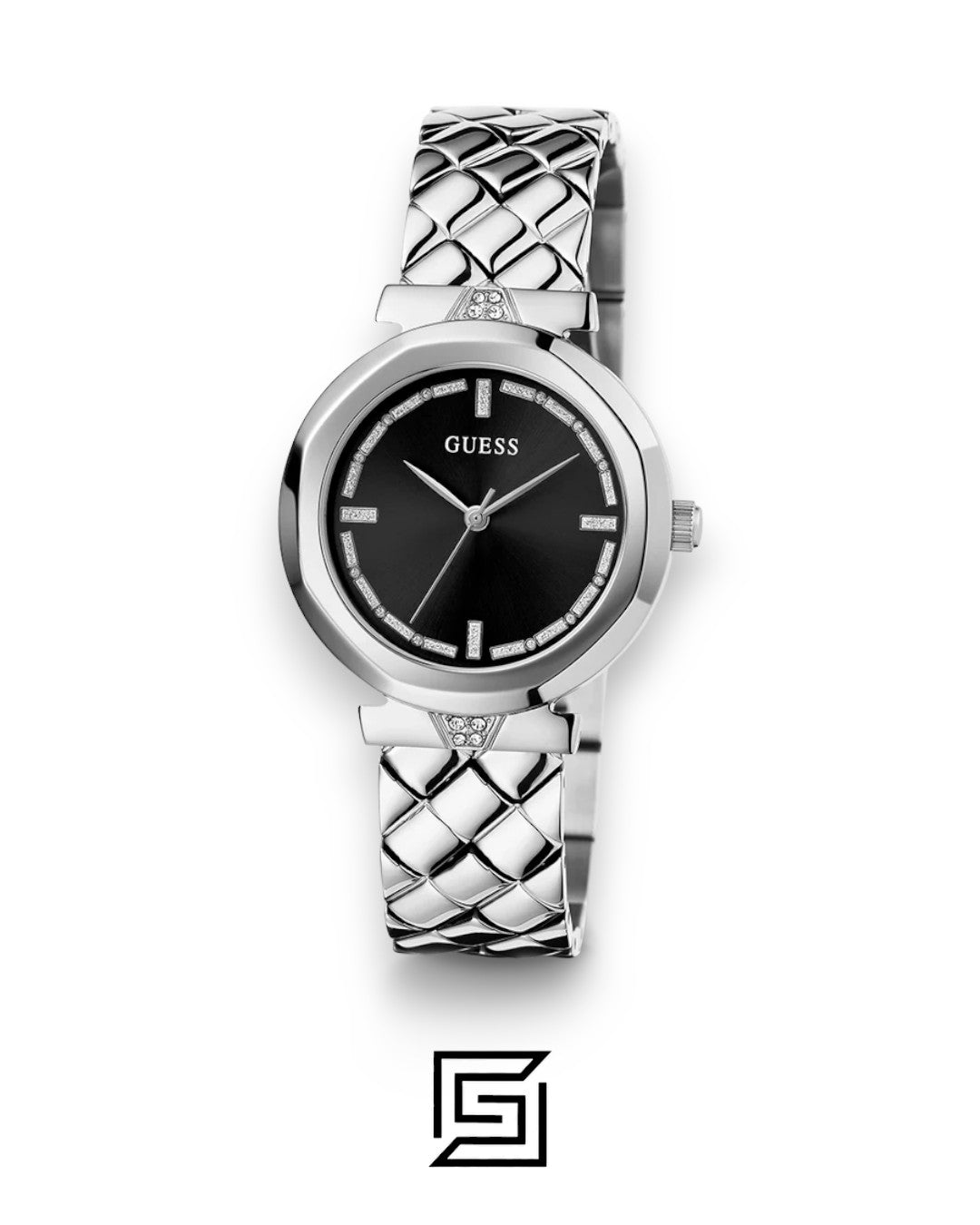 Guess GW0613L1 Women's Silver Stainless Steel Black Dial Watch