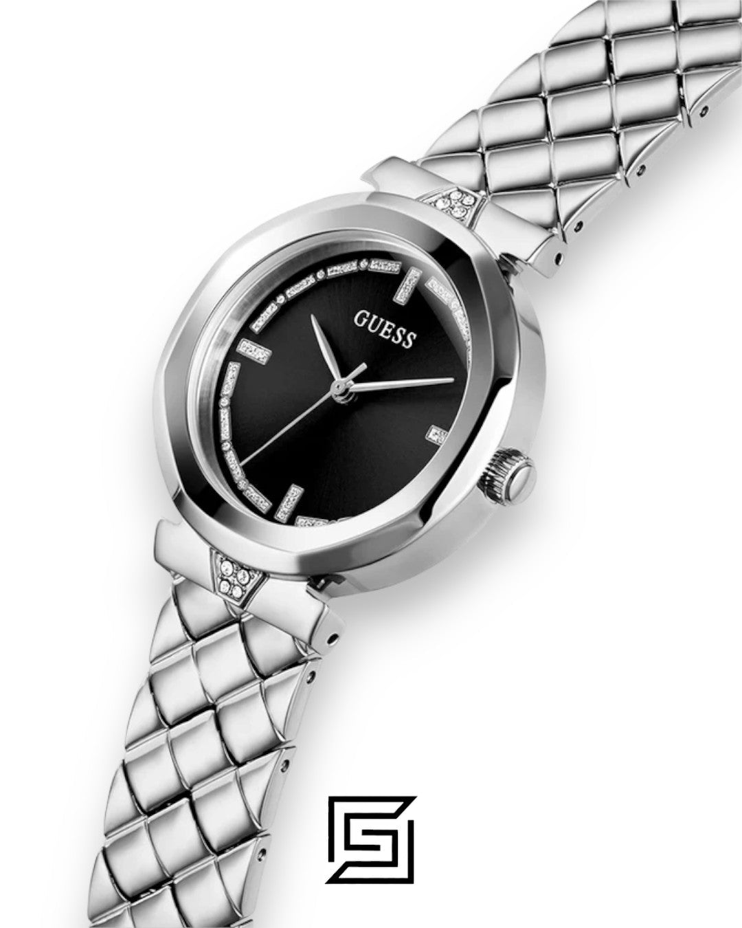 Guess GW0613L1 Women's Silver Stainless Steel Black Dial Watch