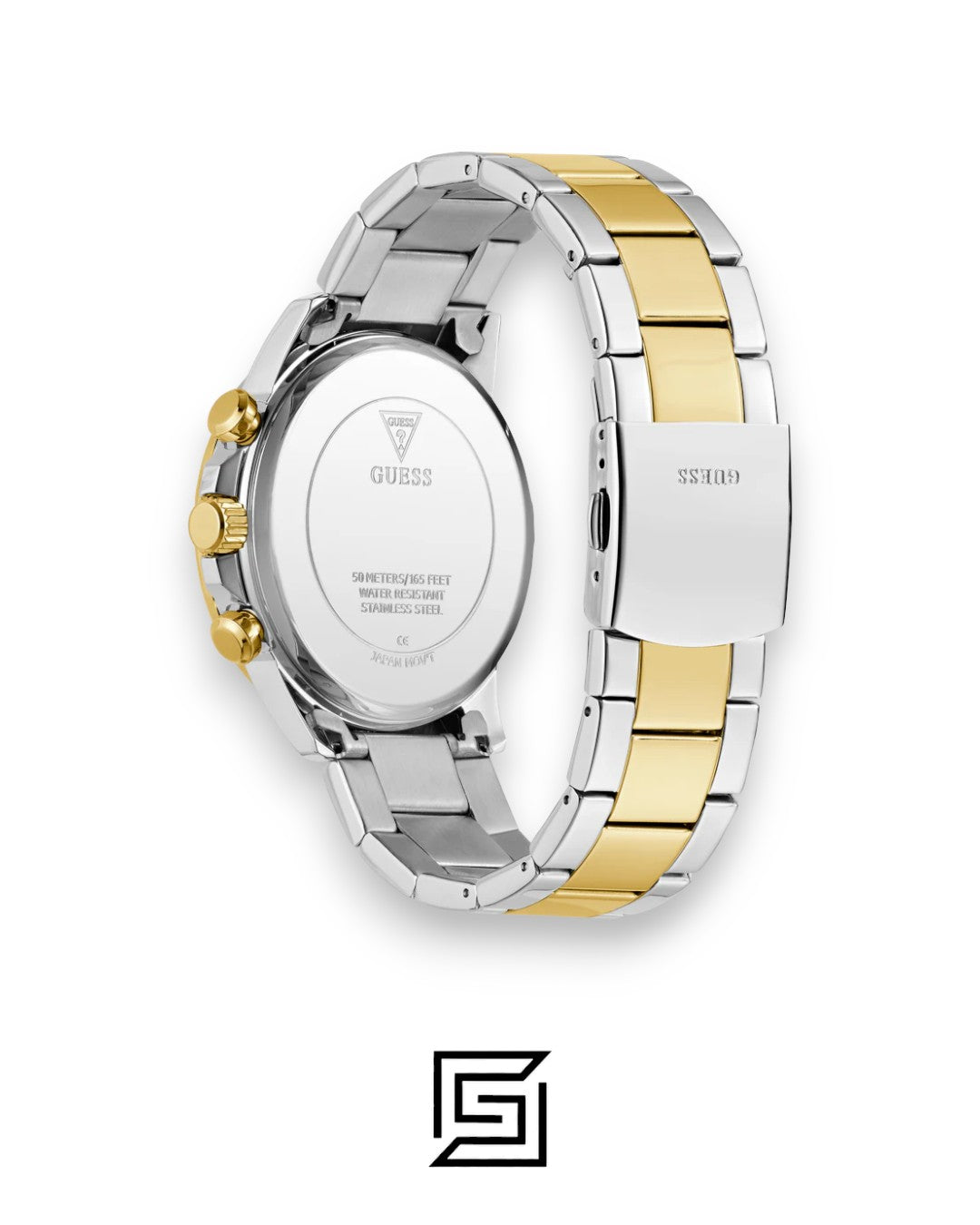 ساعة كرونوغراف رجالية من Guess طراز GW0900G5 من الستانلس ستيل وبلون ذهبي مع مينا أخضر