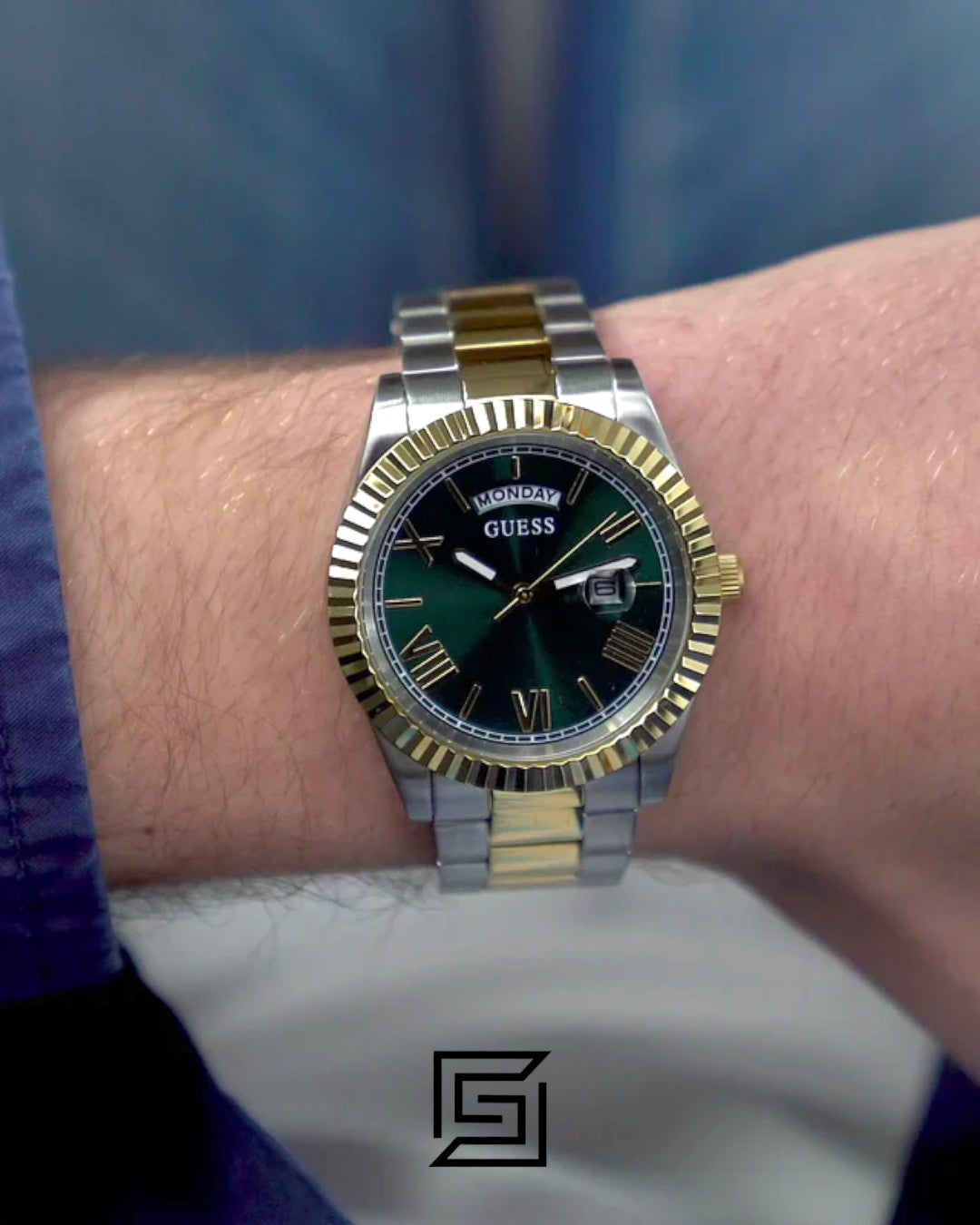 Guess GW0735L5 Green Dial Two-Tone Watch