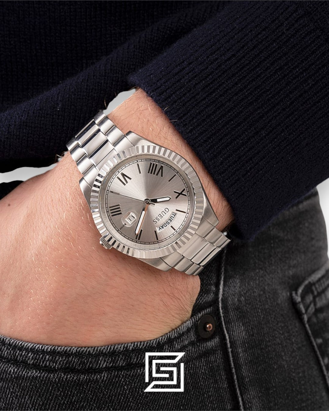 ساعة رجالي Guess GW0265G6 بمينا فضي