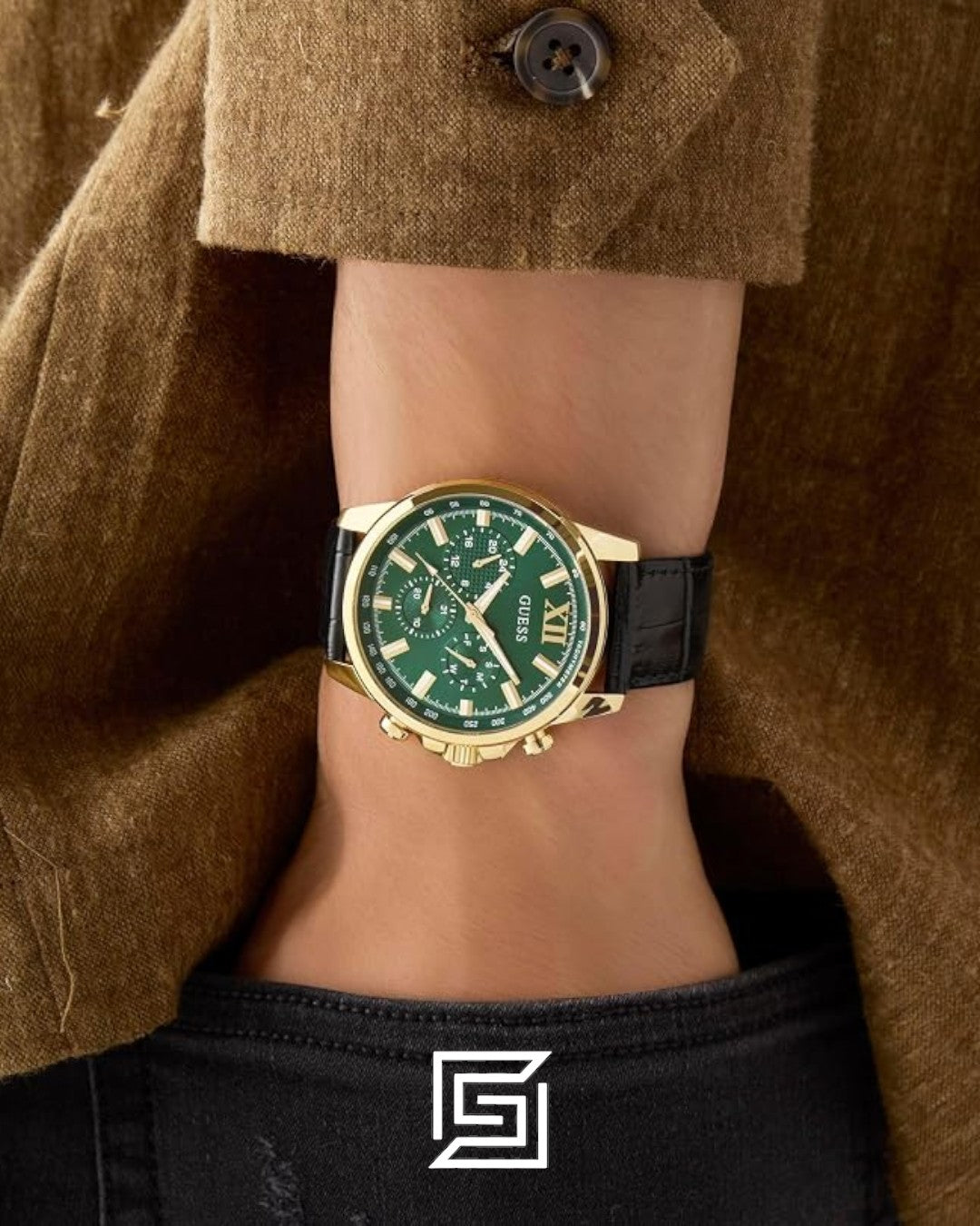 Guess GW0901G4 Men's Gold Tone Green Dial Watch