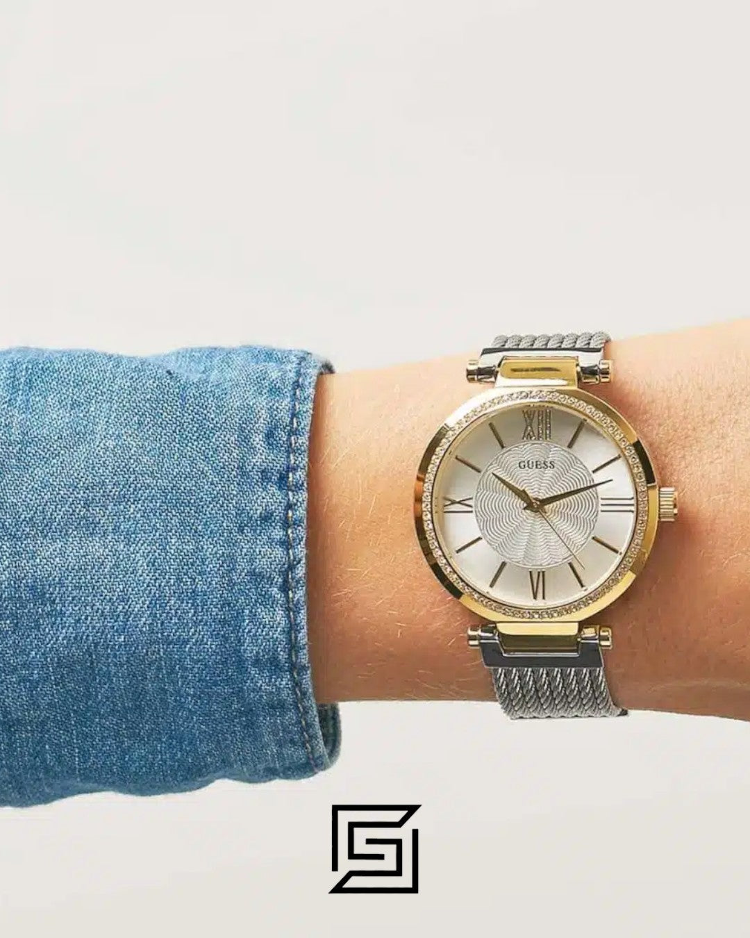 Guess W0638L7 Silver Dial Two-Tone Stainless Steel Women's Watch